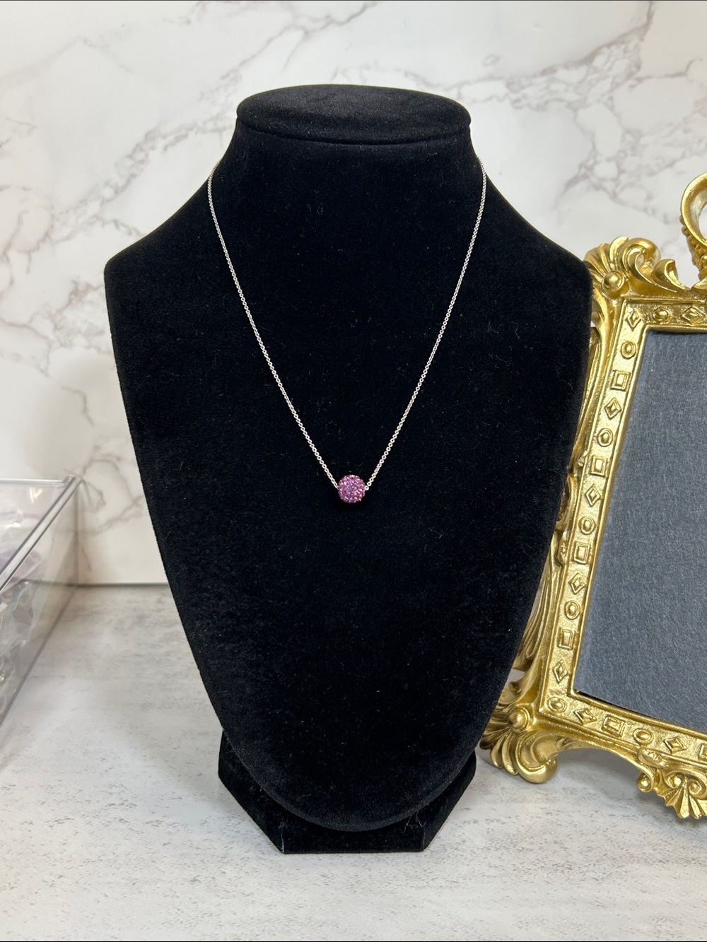 Touchstone Crystal by Swarovski Silver Necklace with Purple Swarovski Crystals